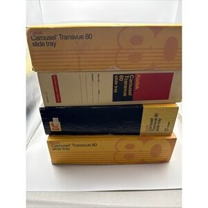 Lot Of 4 Kodak Carousel Transvue 80 Projector Slide Trays With Boxes And Slides